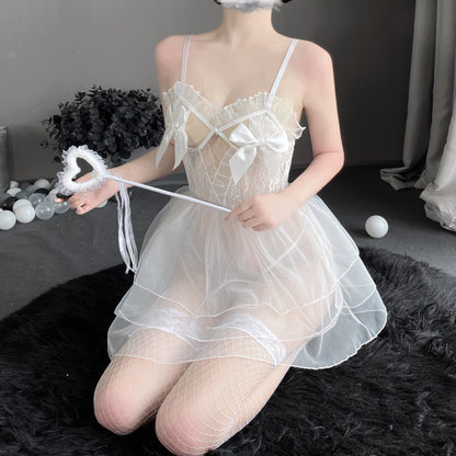 T-2541  Sweet mesh bride opens without taking off her jumpsuit uniform - Quusvik
