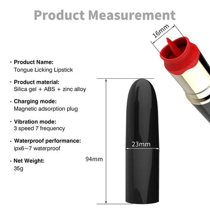 Quusvik-Women's lipstick massager vibrator tongue lipstick toy USB charging 8 mode mini - Quusvik