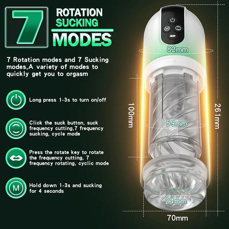 Quusvik Blowjob Machine with Tongue Licking, Rotating, and Sucking features, Waterproof male toy2