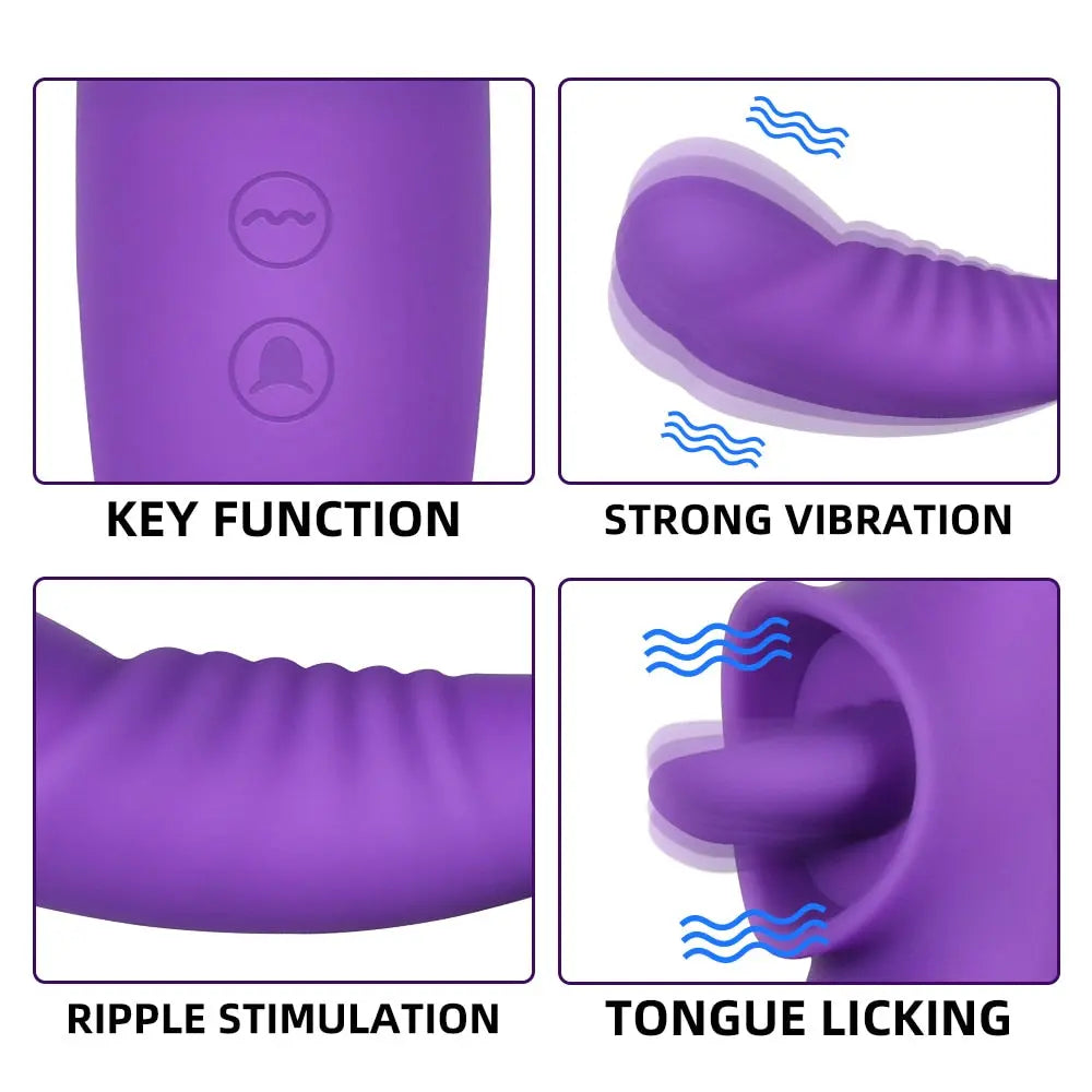 Quusvik 2 in 1 Tongue Licking Dildo Vibrator Women's Toy7