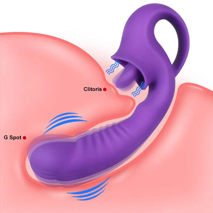 Quusvik 2 in 1 Tongue Licking Dildo Vibrator Women's Toy1