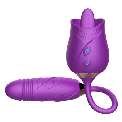Quusvik Rose Dildo Suction Vibrator with Clitoris Sucker and Stimulator Tongue Licking Feature1