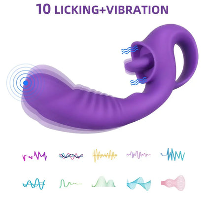 Quusvik 2 in 1 Tongue Licking Dildo Vibrator Women's Toy6