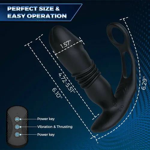 Quusvik Prostate Massager with 3 Thrusting and 12 Vibrating Cock Rings for Gay Toy2