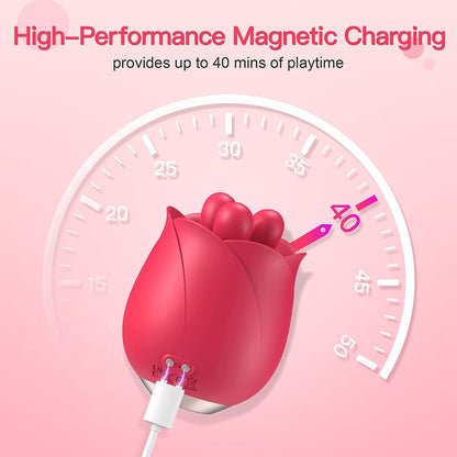 Quusvik- S475 Three Pistils Tongue Kneading And Vibrating Rose Toy - Quusvik