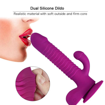 Quusvik- 360 Degree Rotating Telescopic Dildo Vibrator With Suction Cup Wireless Remote Control - Quusvik