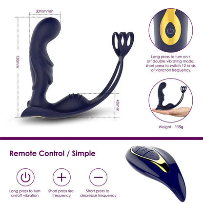 Quusvik wireless remote control male prostate vibrating massager with cock ring3