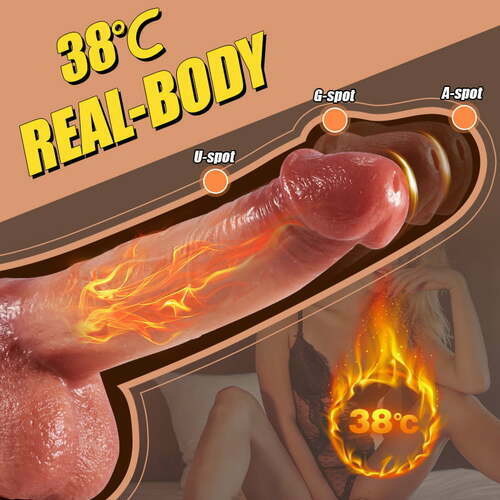 Quusvik- 9 Vibrating 3 Thrusting & Swing Intelligent Heating Realistic Dildo Vibrator 6.3 Inch - Quusvik