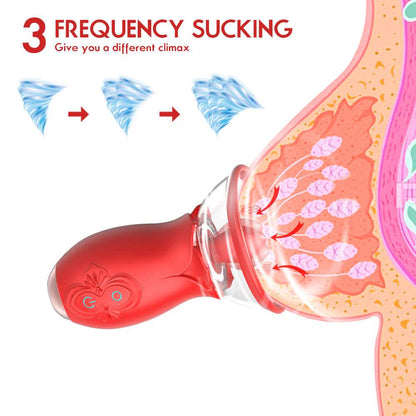 Quusvik- 2 In 1 Rose Tongue Licking Clitoris Vagina Sucker - Quusvik