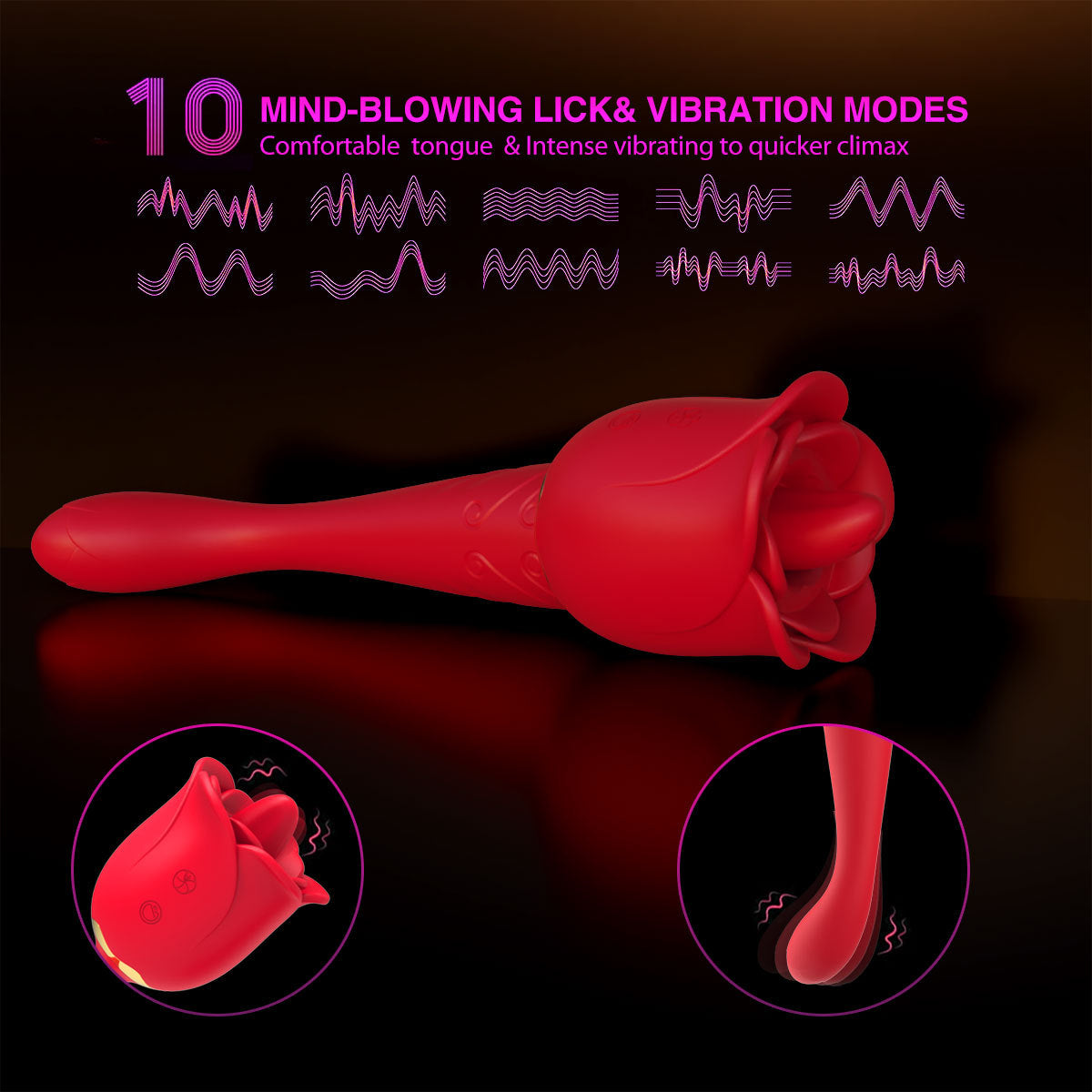 Quusvik Rose Honey Tongue Licking Vibrator for G-spot and Nipple Stimulation1