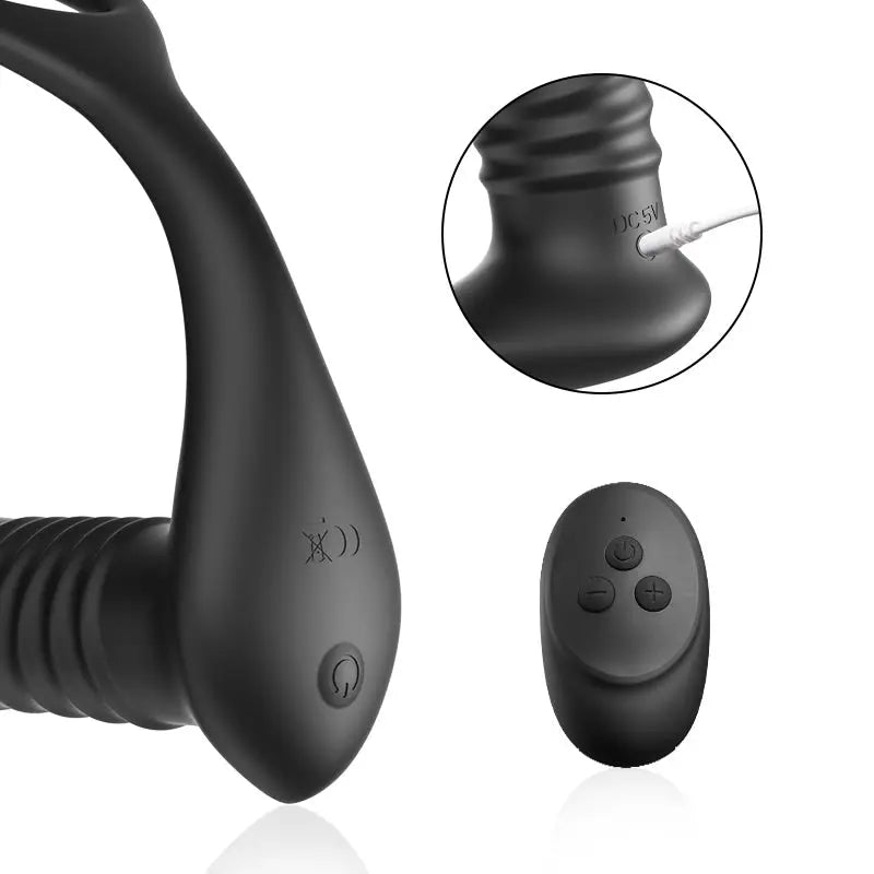 Quusvik Vibrating Cock Ring with 10 settings and remote control for anal stimulation, gay toy0