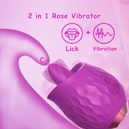 Quusvik -Rose Toy Vibrator For Wome Clitoral Tongue Licking Vibrator - Quusvik