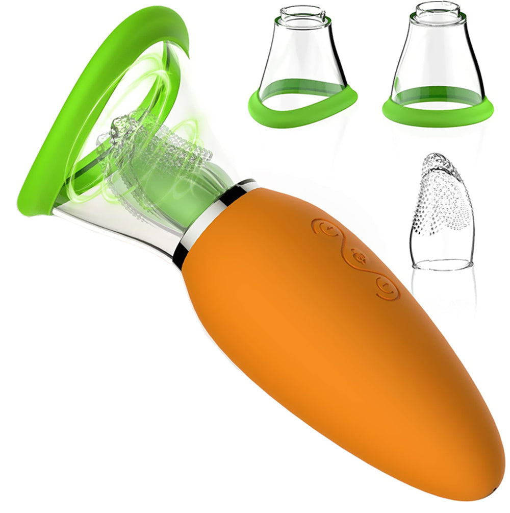 Quusvik- Carrot Vibrator Female Masturbator Vibration Av Automatic Heating Sucking Tongue Licker Pluggable - Quusvik