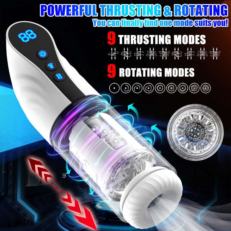 Quusvik- 3-in-1 Thrusting Rotating Sucking Deep-throat Male Masturbator - Quusvik