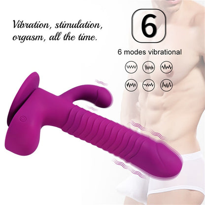Quusvik- 360 Degree Rotating Telescopic Dildo Vibrator With Suction Cup Wireless Remote Control - Quusvik