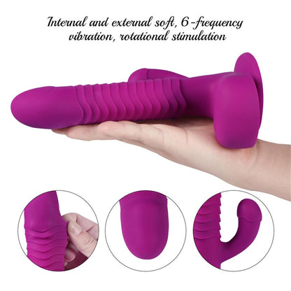 Quusvik- 360 Degree Rotating Telescopic Dildo Vibrator With Suction Cup Wireless Remote Control - Quusvik